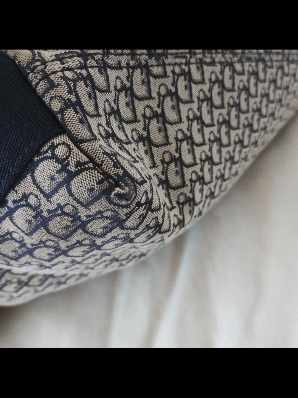 Dior Gray and Navy Oblique Logo Crossbody Messenger Bag